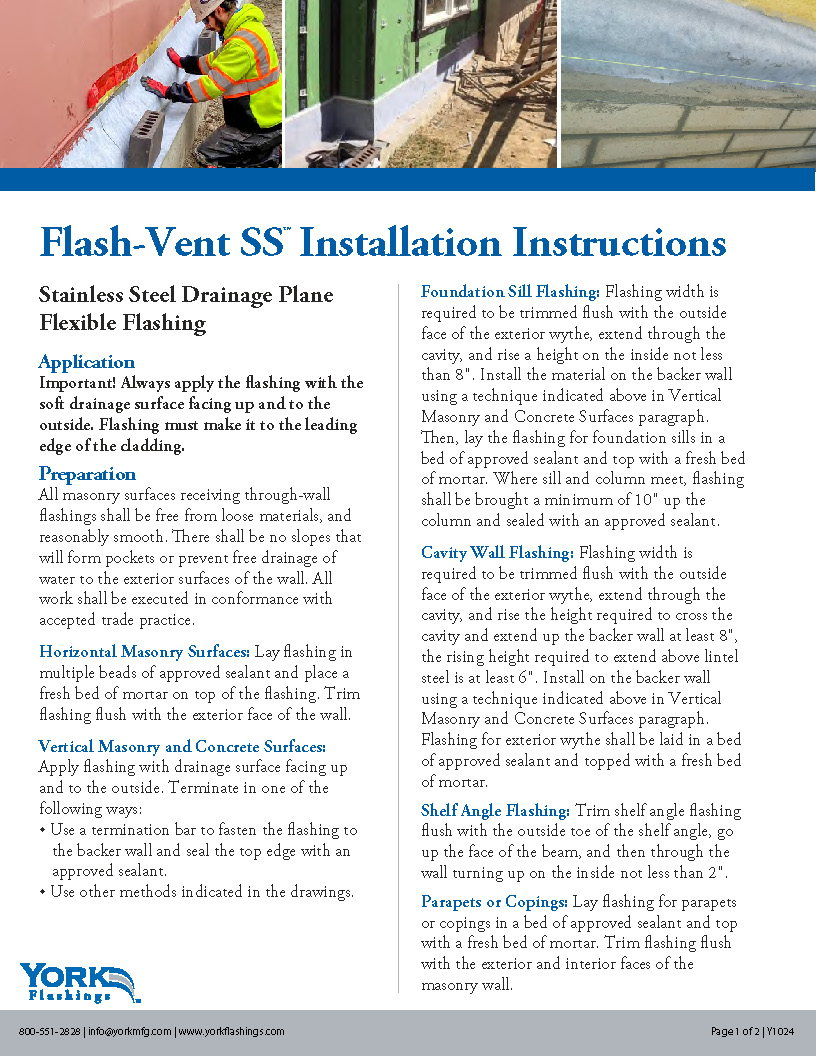 Flash-Vent SS Installation Instructions