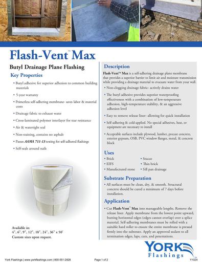 Flash-Vent™ Max Tech Data