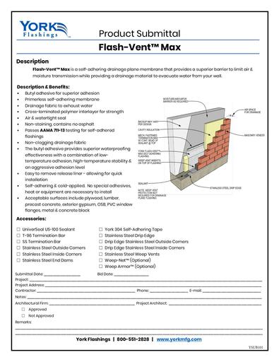 Flash-Vent™ Max Submittal
