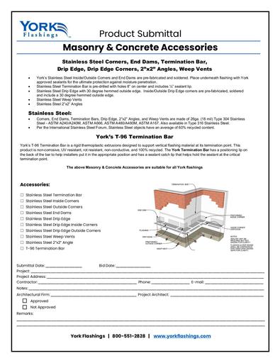 Stainless Steel Accessories Submittal