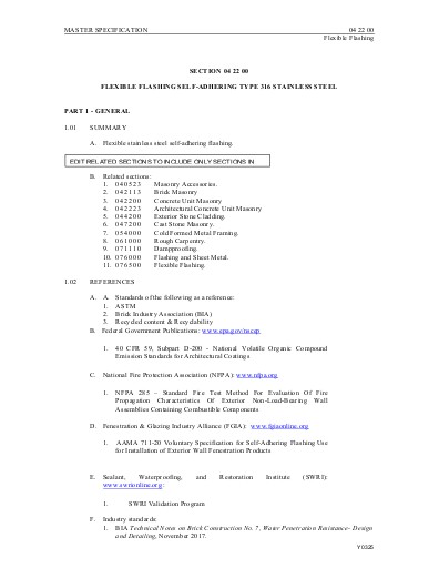 Div 4 York 316 SA- Through-Wall Flashing